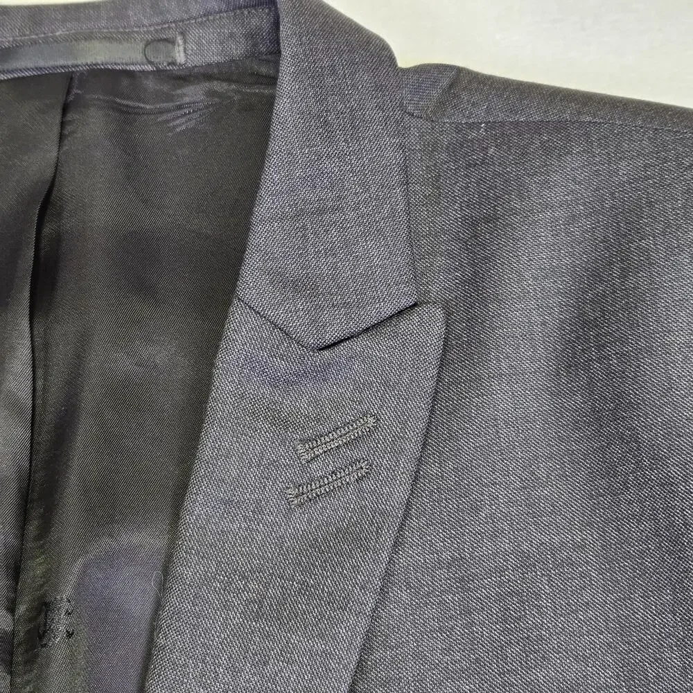 The Kooples Blazer Men US 40 EUR 50 Gray Peak Lapel Classic Fit Suit Jacket Wool